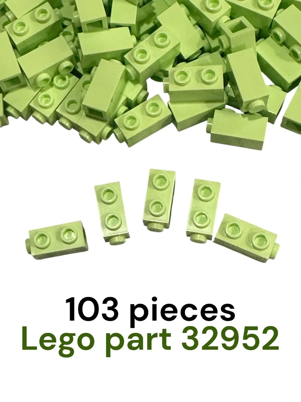 Lego part 32952 Light Lime yellowish green 1x2 Brick w/Side Studs (103 Pieces)